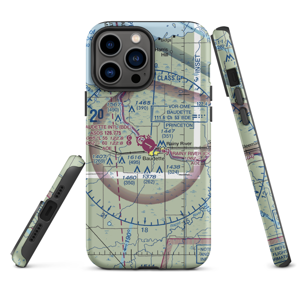 Baudette International Airport (BDE) VFR Sectional  Tough iPhone Case iPhone 13 Pro Max model shown