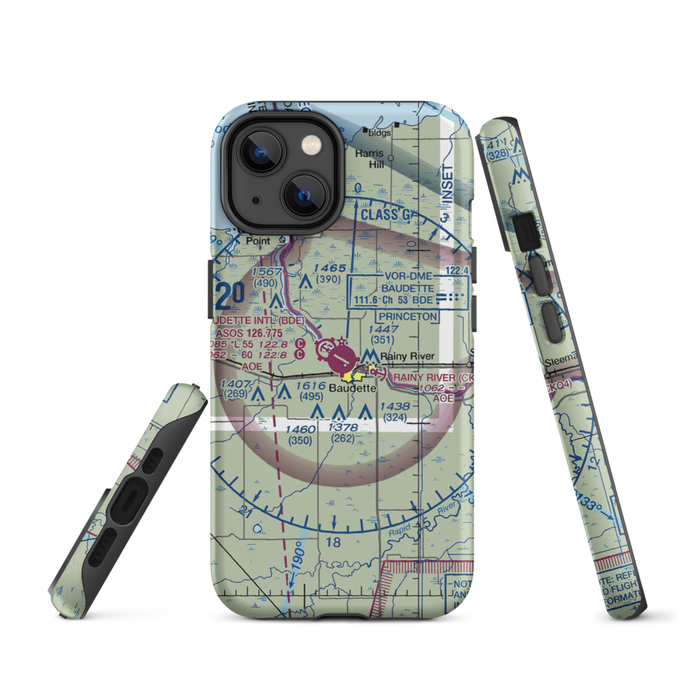 Baudette International Airport (BDE) VFR Sectional  Tough iPhone Case iPhone 14 model shown