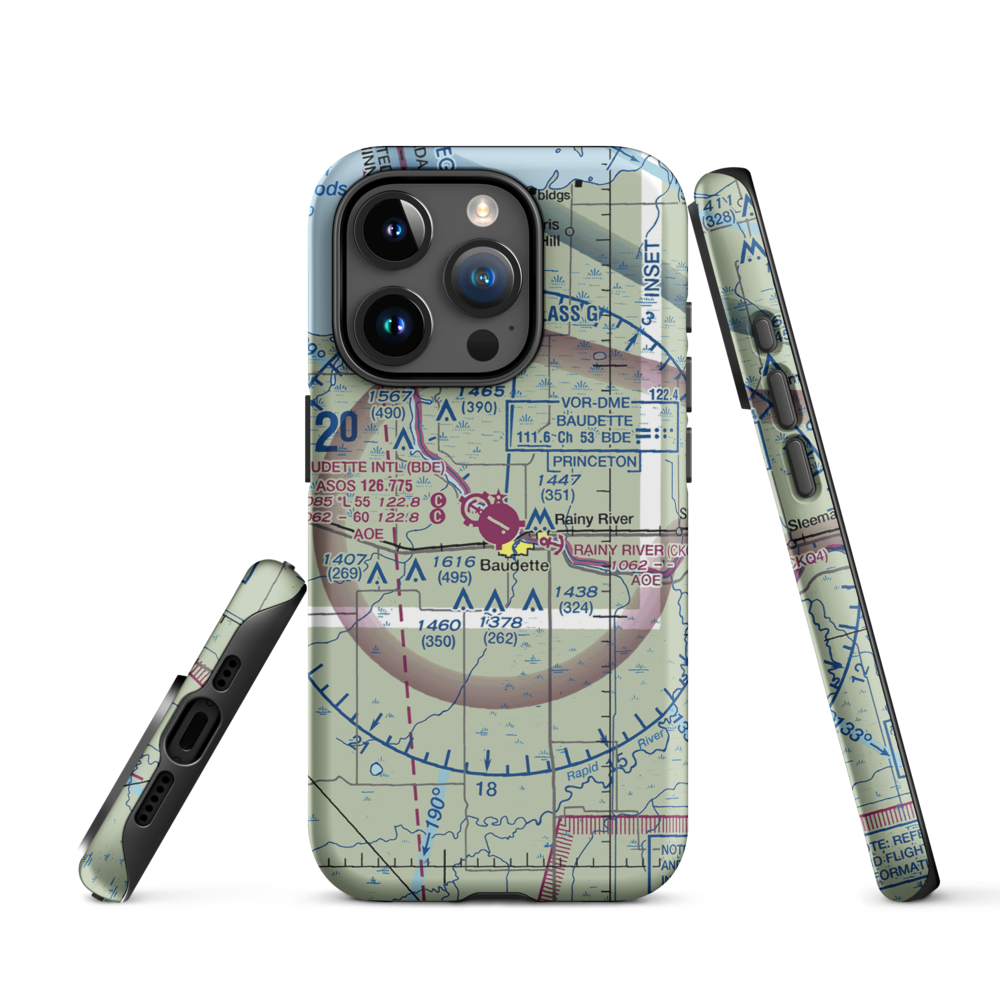 Baudette International Airport (BDE) VFR Sectional  Tough iPhone Case iPhone 15 Pro model shown