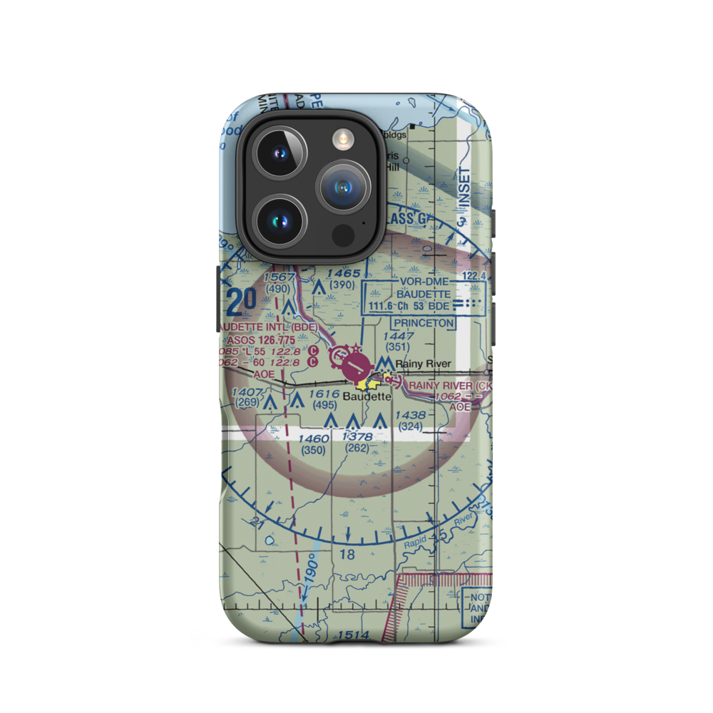 Baudette International Airport (BDE) VFR Sectional  Tough iPhone Case iPhone 16 Pro model shown