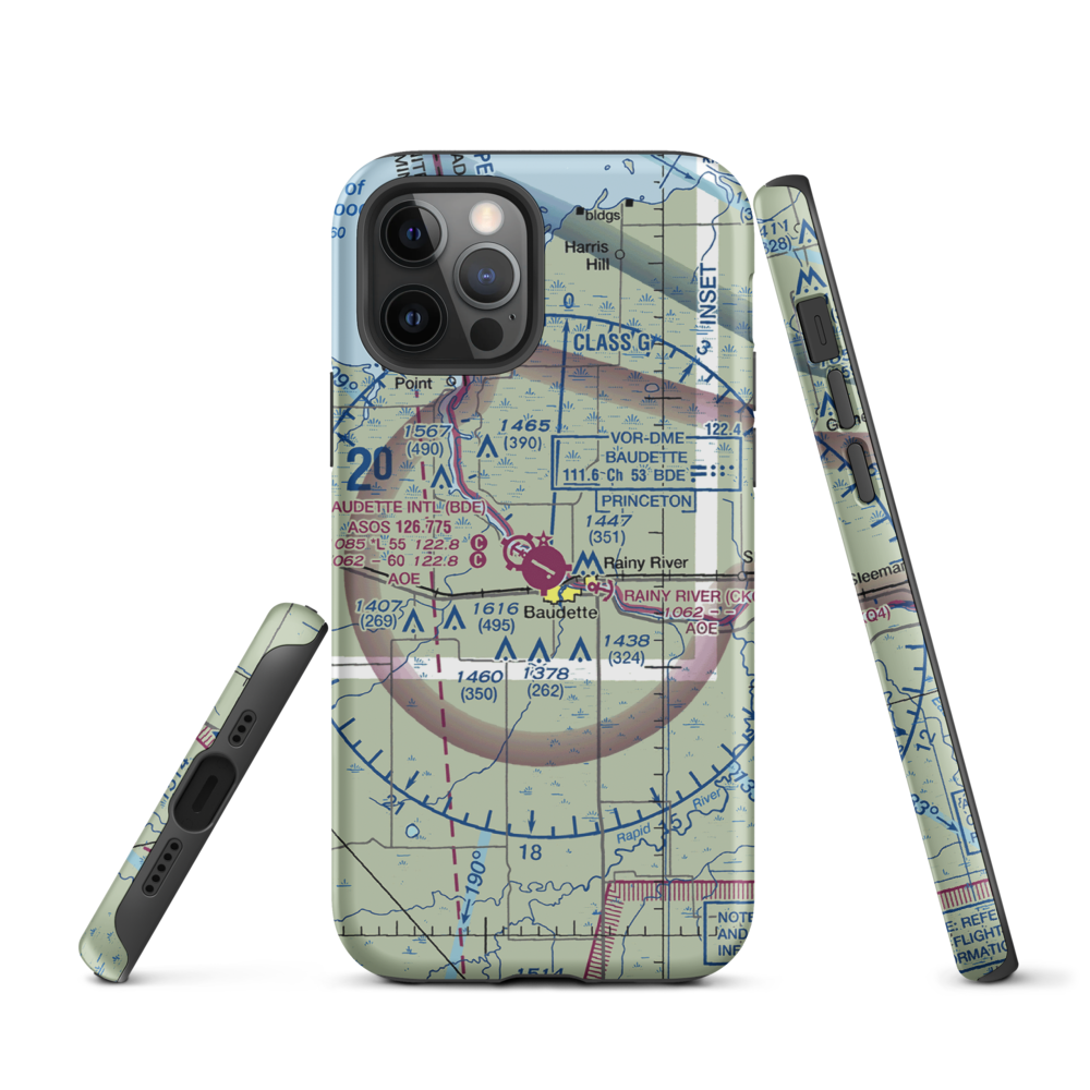 Baudette International Airport (BDE) VFR Sectional  Tough iPhone Case iPhone 12 Pro model shown