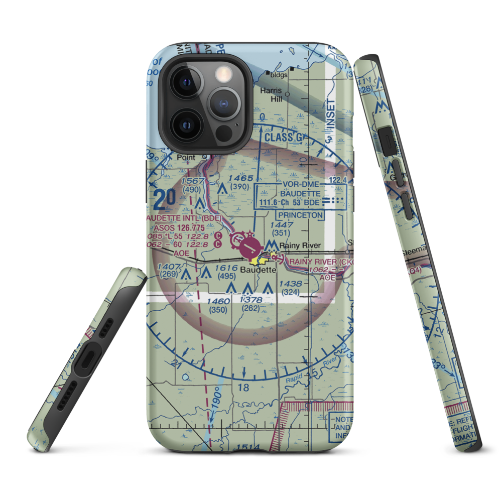 Baudette International Airport (BDE) VFR Sectional  Tough iPhone Case iPhone 12 Pro Max model shown