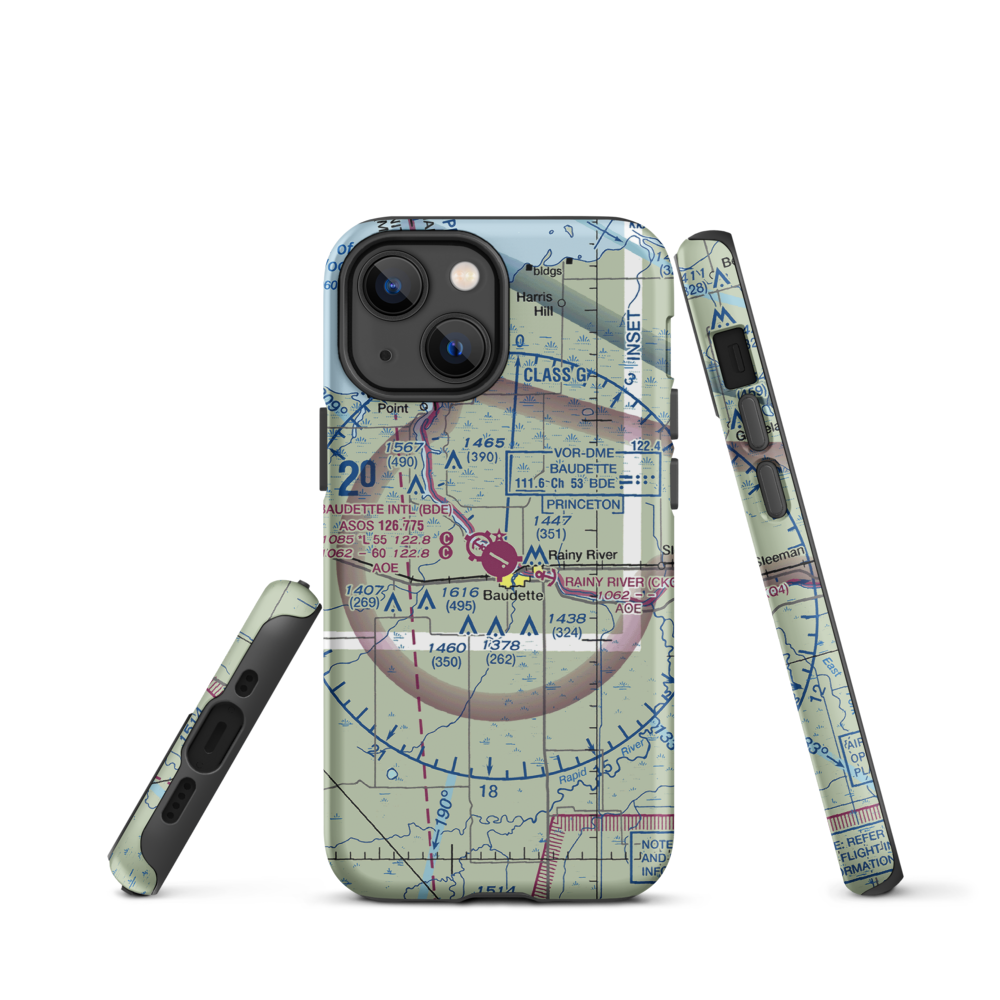 Baudette International Airport (BDE) VFR Sectional  Tough iPhone Case iPhone 13 mini model shown