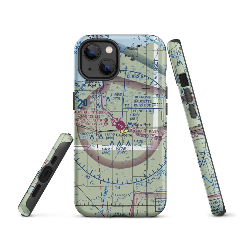 Baudette International Airport (BDE) VFR Sectional  Tough iPhone Case iPhone 13 model shown
