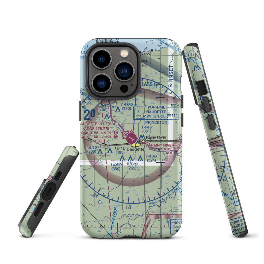 Baudette International Airport (BDE) VFR Sectional  Tough iPhone Case iPhone 13 Pro model shown
