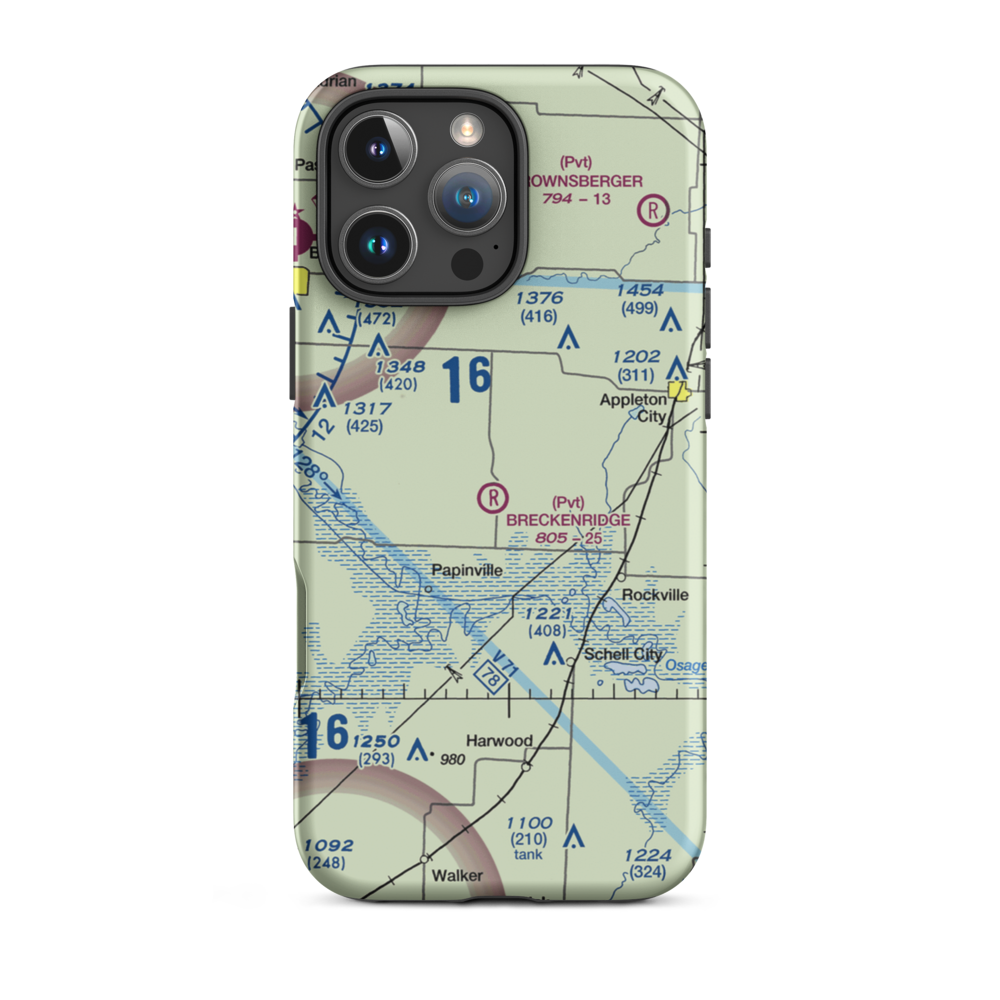 Bauer Pgi Airport (MU55) VFR Sectional  Tough iPhone Case iPhone 16 Pro Max model shown