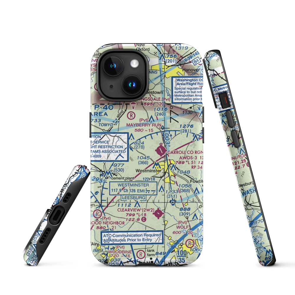 Baugher's Orchard Airport (07MD) VFR Sectional  Tough iPhone Case iPhone 15 model shown