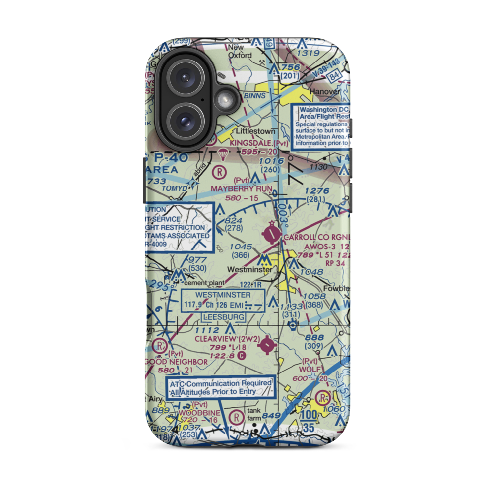 Baugher's Orchard Airport (07MD) VFR Sectional  Tough iPhone Case iPhone 16 Plus model shown