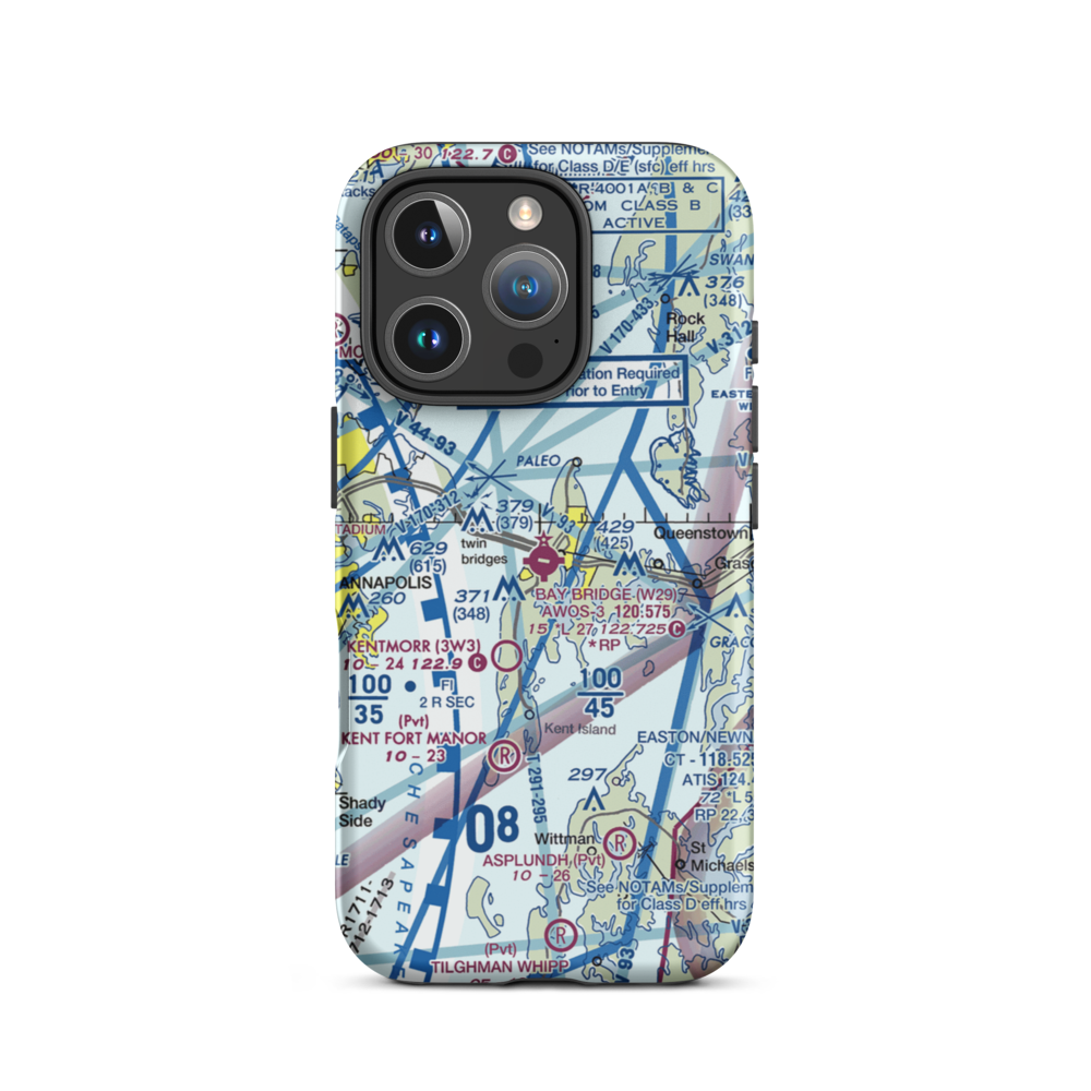 Bay Bridge Airport (W29) VFR Sectional  Tough iPhone Case iPhone 16 Pro model shown
