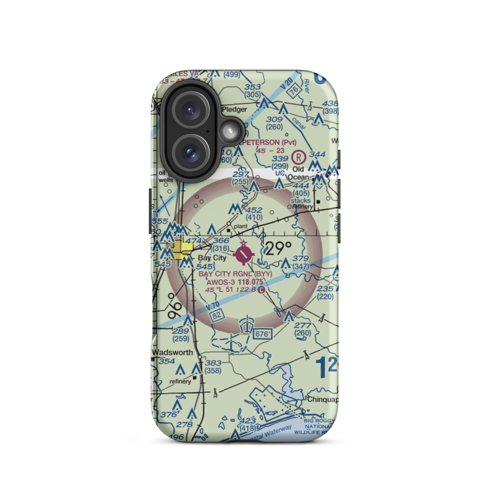 Bay City Municipal Airport (BYY) VFR Sectional  Tough iPhone Case iPhone 16 model shown