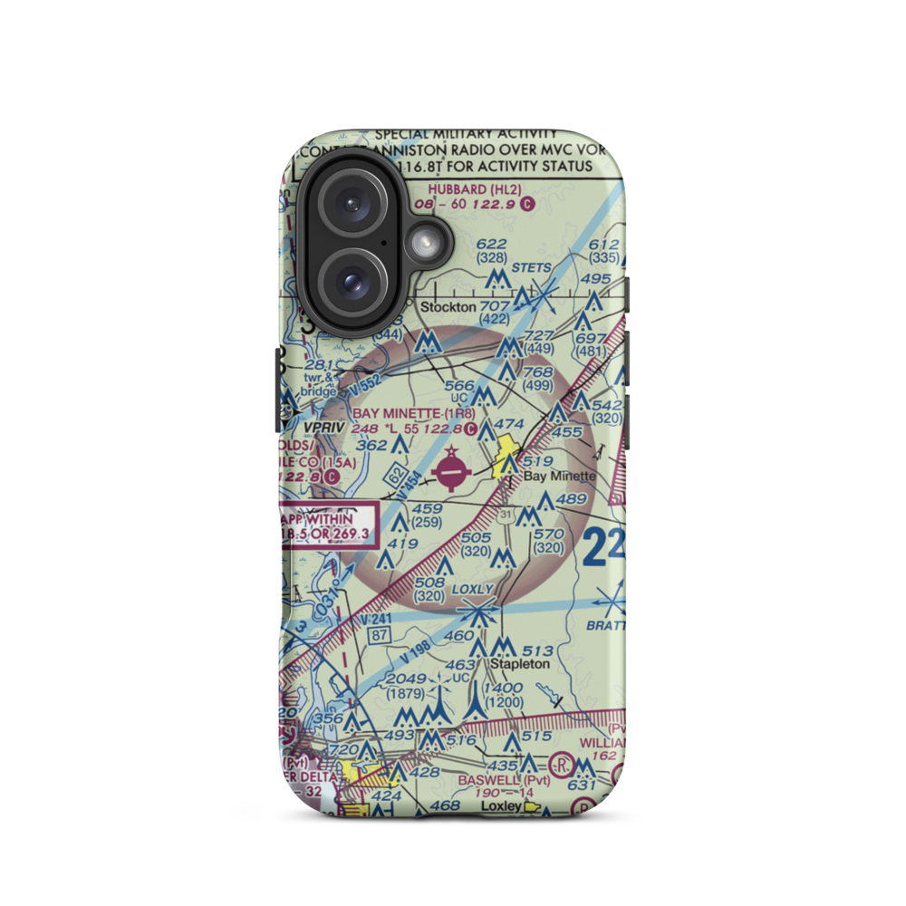 Bay Minette Municipal Airport (1R8) VFR Sectional  Tough iPhone Case iPhone 16 model shown