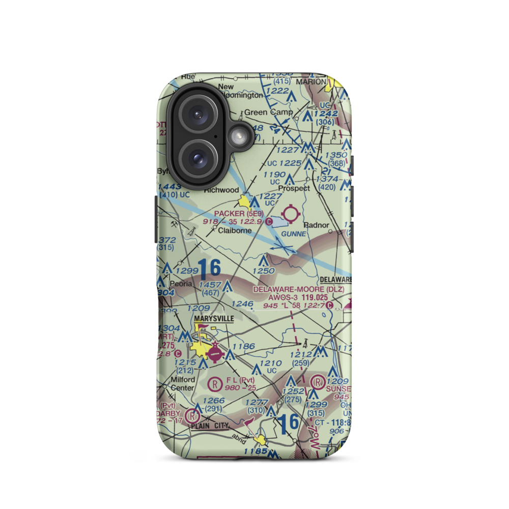 Bayes Airport (9OI7) VFR Sectional  Tough iPhone Case iPhone 16 model shown