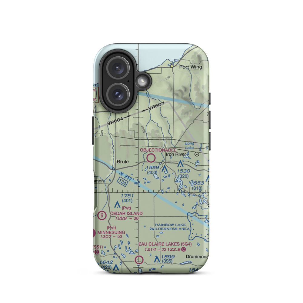 Bayfield County Airport (Y77) VFR Sectional  Tough iPhone Case iPhone 16 model shown