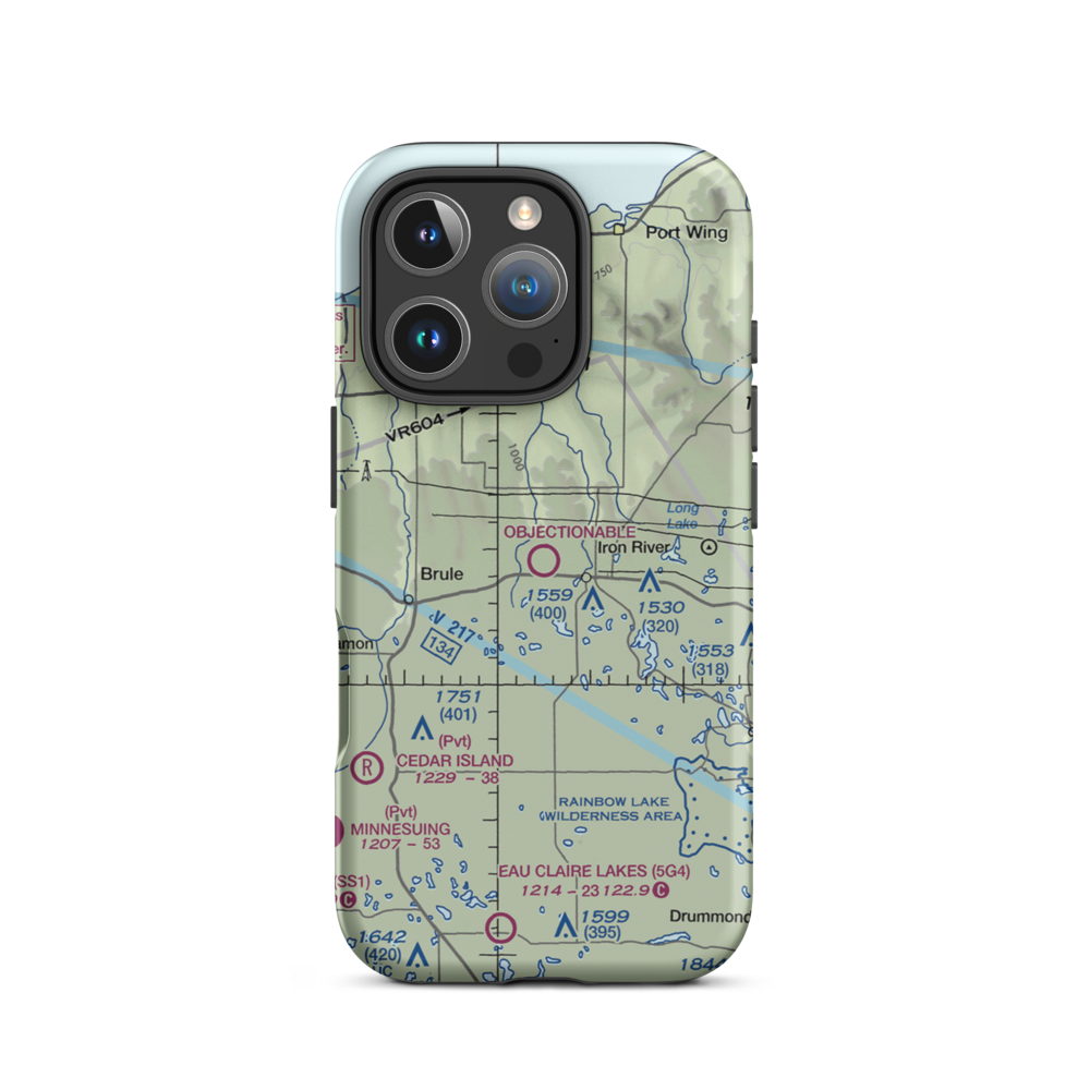 Bayfield County Airport (Y77) VFR Sectional  Tough iPhone Case iPhone 16 Pro model shown