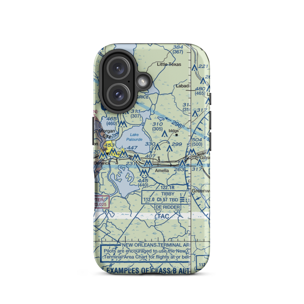 Bayou Boeuf Seaplane Base (LA64) VFR Sectional  Tough iPhone Case iPhone 16 model shown