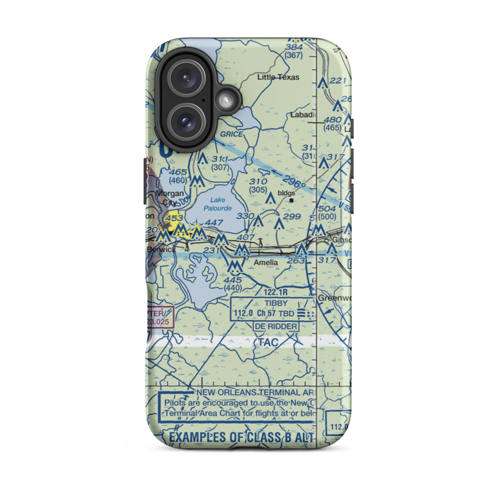 Bayou Boeuf Seaplane Base (LA64) VFR Sectional  Tough iPhone Case iPhone 16 Plus model shown