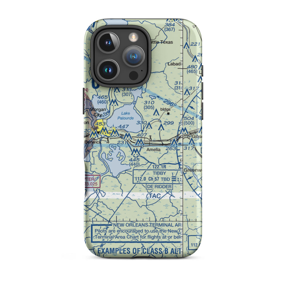 Bayou Boeuf Seaplane Base (LA64) VFR Sectional  Tough iPhone Case iPhone 16 Pro Max model shown