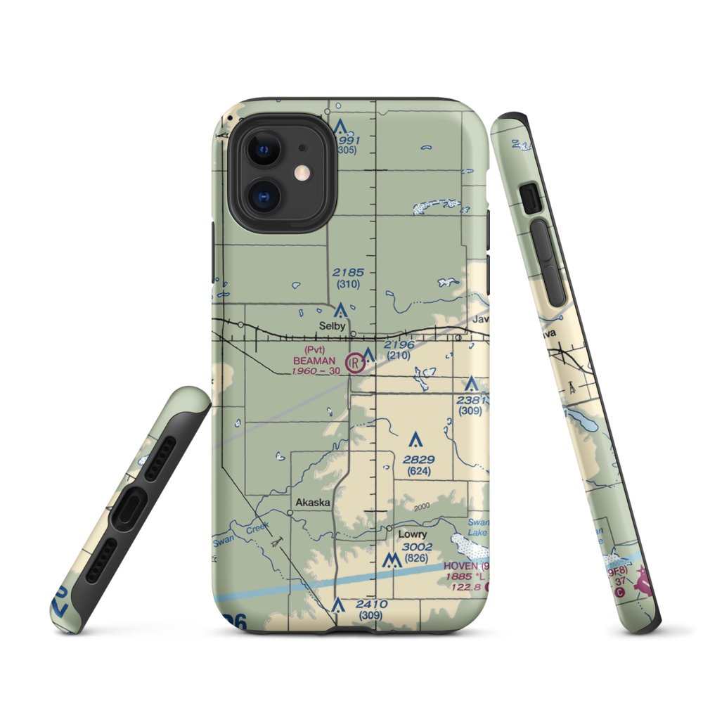 Beaman Airport (9SD7) VFR Sectional  Tough iPhone Case iPhone 11 model shown