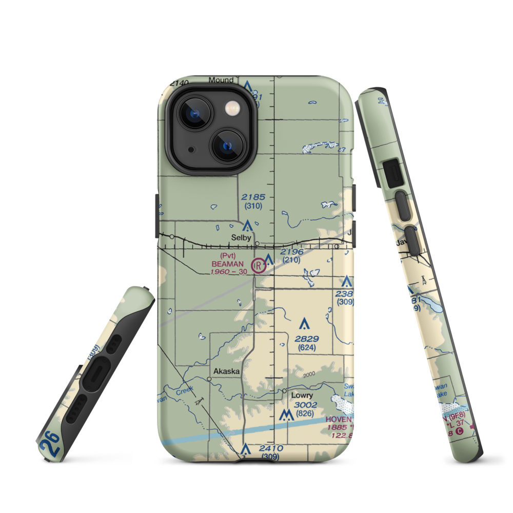 Beaman Airport (9SD7) VFR Sectional  Tough iPhone Case iPhone 14 model shown