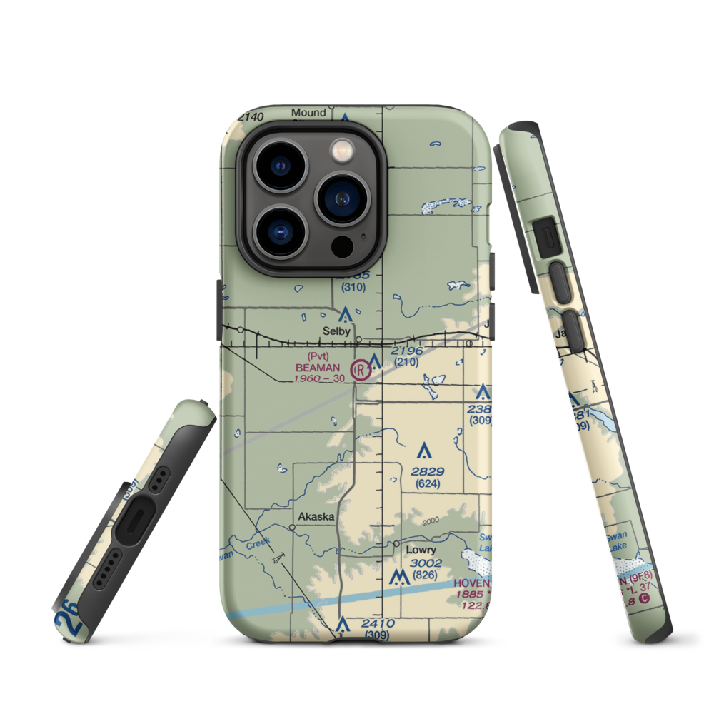 Beaman Airport (9SD7) VFR Sectional  Tough iPhone Case iPhone 14 Pro model shown