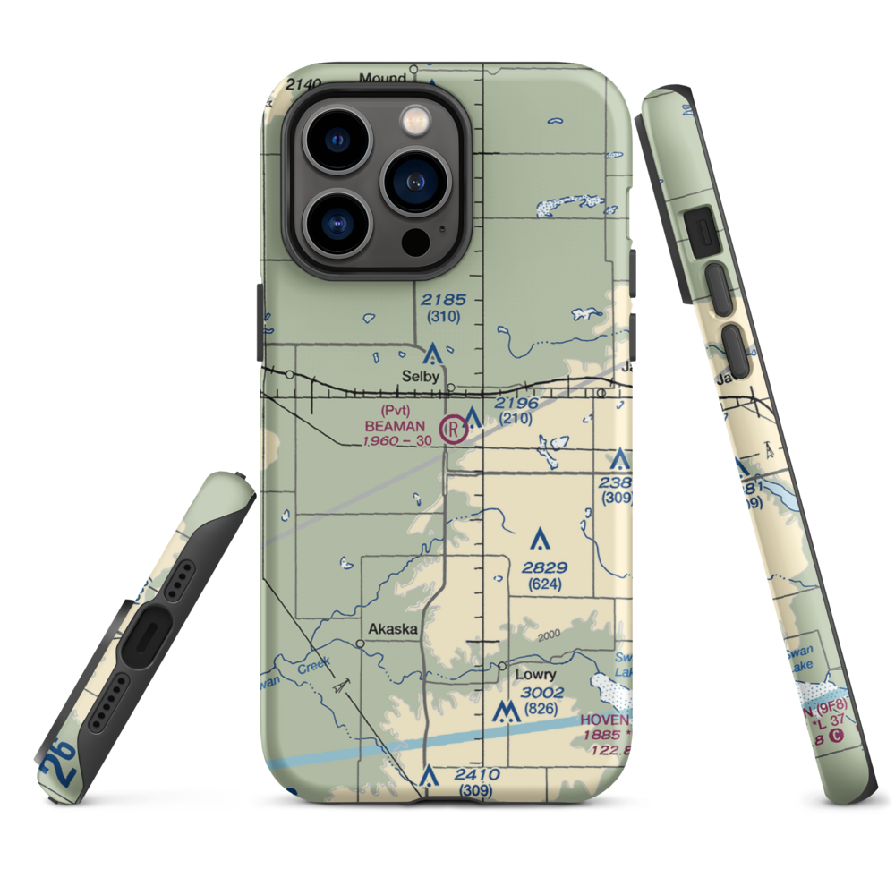 Beaman Airport (9SD7) VFR Sectional  Tough iPhone Case iPhone 14 Pro Max model shown