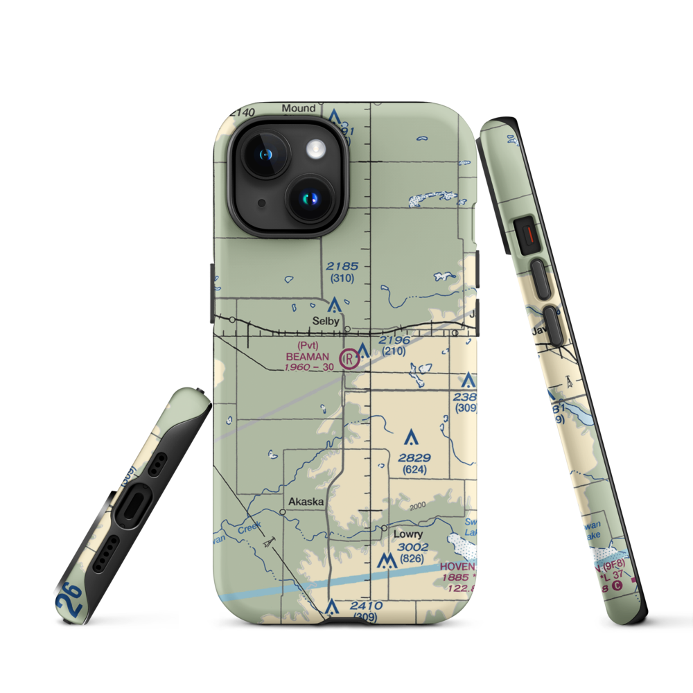 Beaman Airport (9SD7) VFR Sectional  Tough iPhone Case iPhone 15 model shown