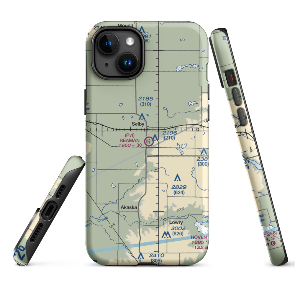 Beaman Airport (9SD7) VFR Sectional  Tough iPhone Case iPhone 15 Plus model shown