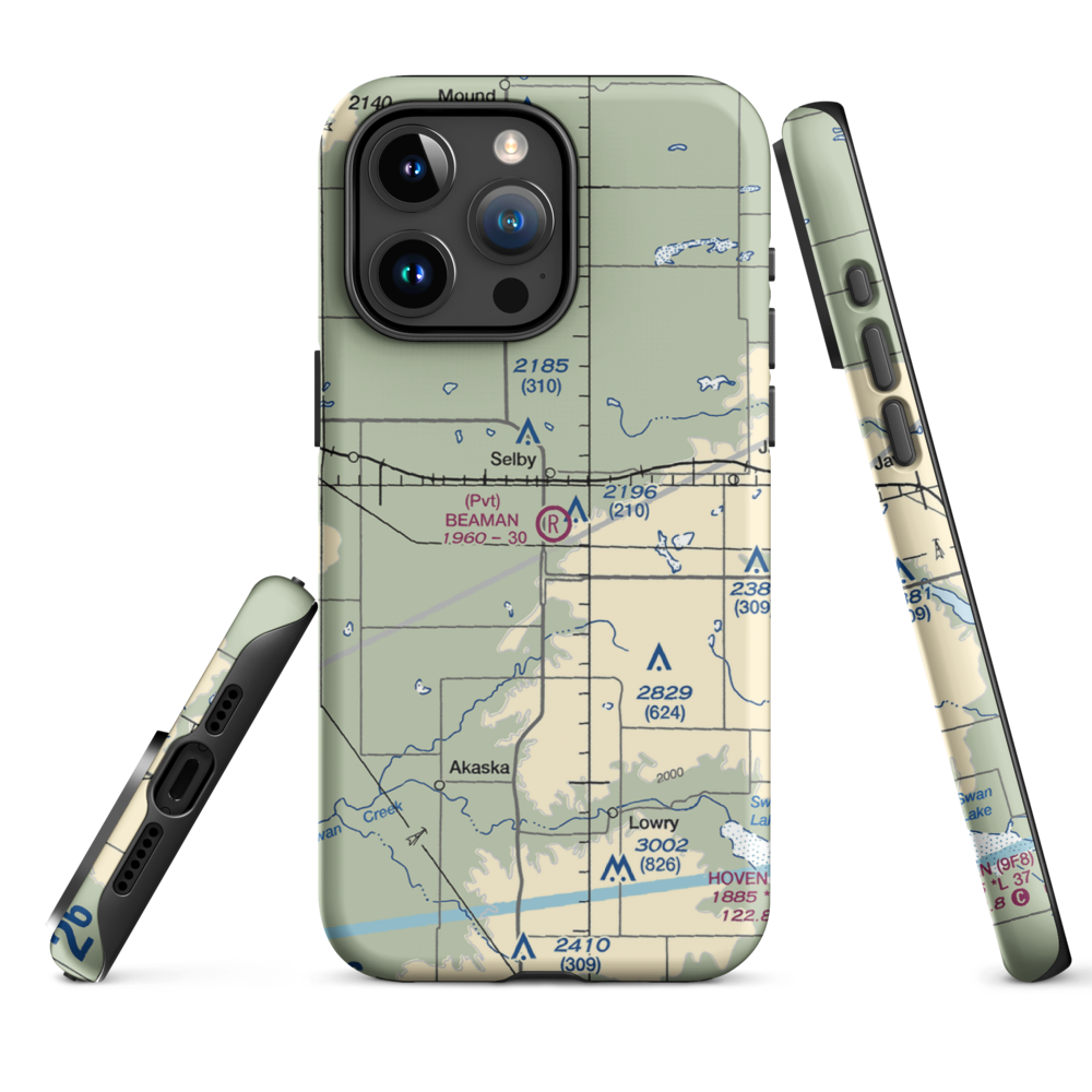 Beaman Airport (9SD7) VFR Sectional  Tough iPhone Case iPhone 15 Pro Max model shown