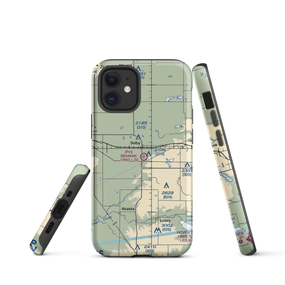 Beaman Airport (9SD7) VFR Sectional  Tough iPhone Case iPhone 12 mini model shown