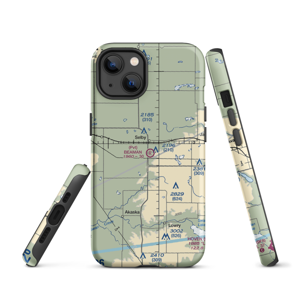 Beaman Airport (9SD7) VFR Sectional  Tough iPhone Case iPhone 13 model shown