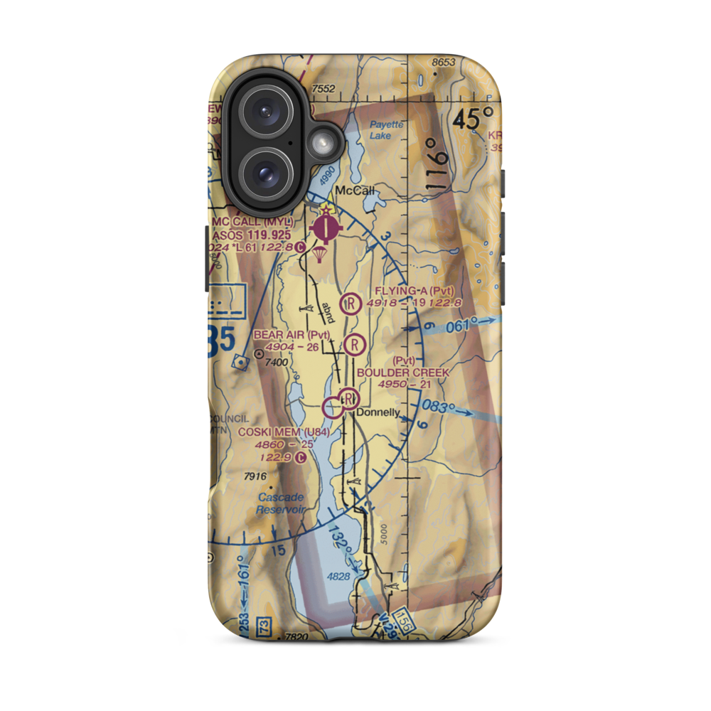 Bear Air Airport (ID96) VFR Sectional  Tough iPhone Case iPhone 16 Plus model shown
