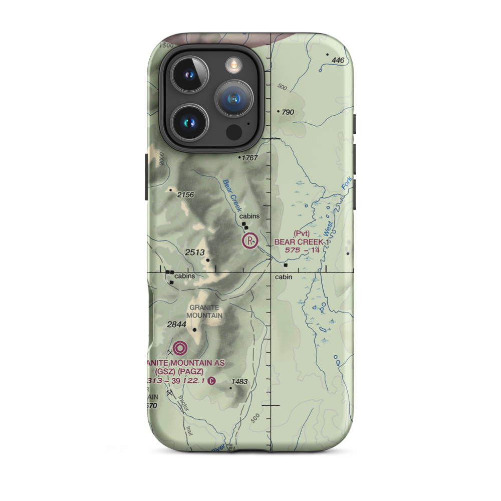 Bear Creek 1 Airport (AK02) VFR Sectional  Tough iPhone Case iPhone 16 Pro Max model shown