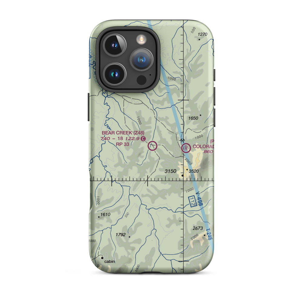 Bear Creek 3 Airport (Z48) VFR Sectional  Tough iPhone Case iPhone 16 Pro Max model shown