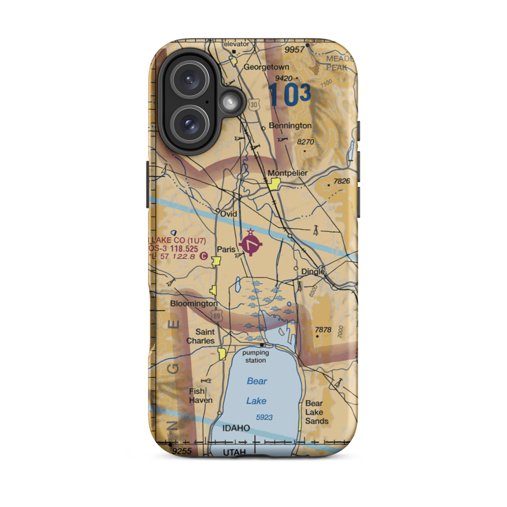 Bear Lake County Airport (1U7) VFR Sectional  Tough iPhone Case iPhone 16 Plus model shown