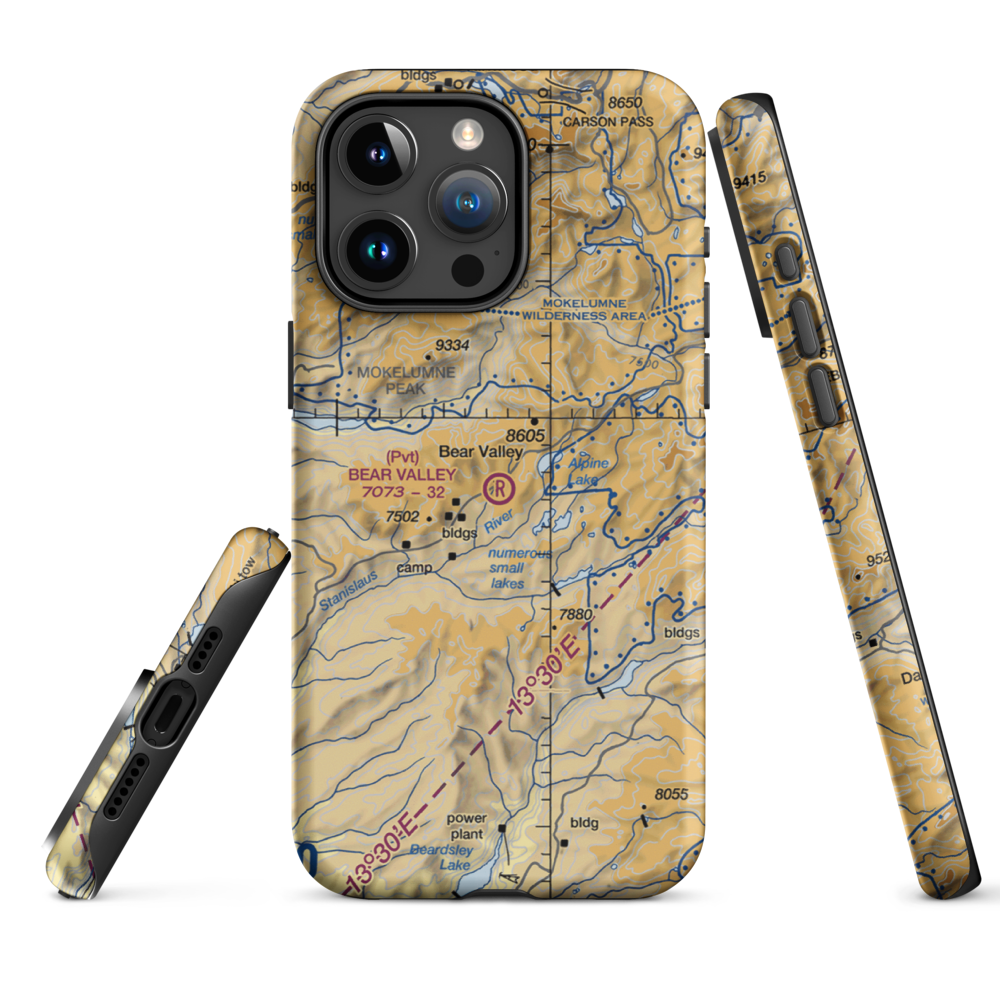 Bear Valley STOLport (73CA) VFR Sectional  Tough iPhone Case iPhone 15 Pro Max model shown