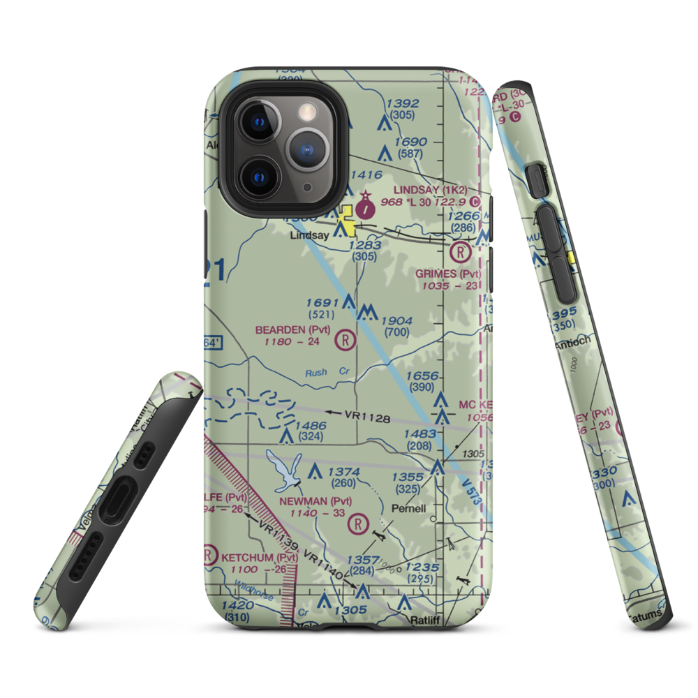 Bearden Private Airport (3OK5) VFR Sectional  Tough iPhone Case iPhone 11 Pro model shown