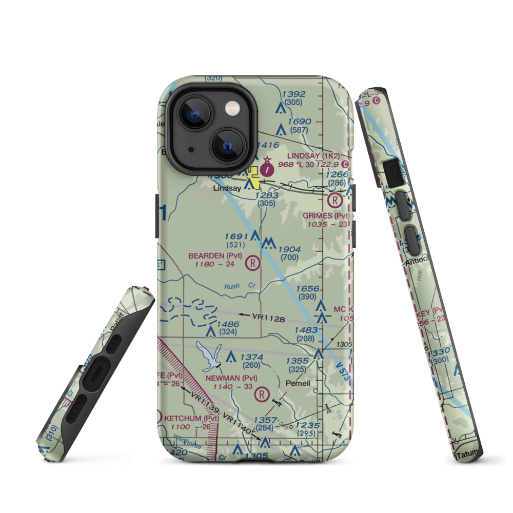 Bearden Private Airport (3OK5) VFR Sectional  Tough iPhone Case iPhone 14 model shown