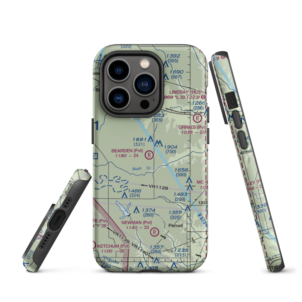 Bearden Private Airport (3OK5) VFR Sectional  Tough iPhone Case iPhone 14 Pro model shown
