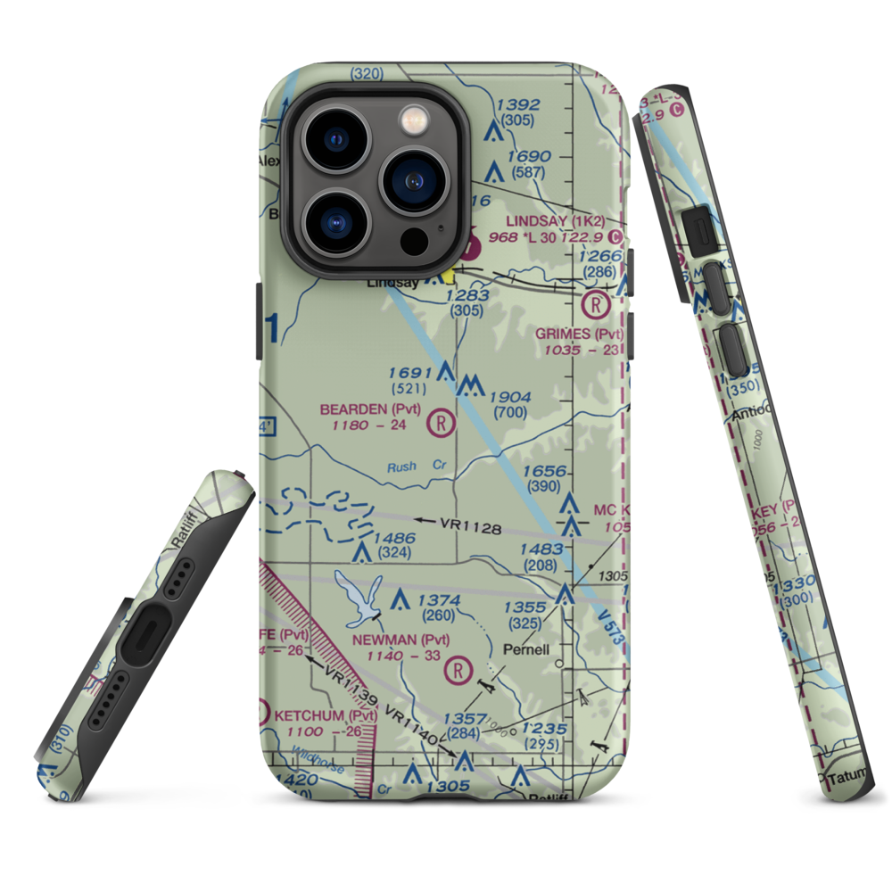 Bearden Private Airport (3OK5) VFR Sectional  Tough iPhone Case iPhone 14 Pro Max model shown