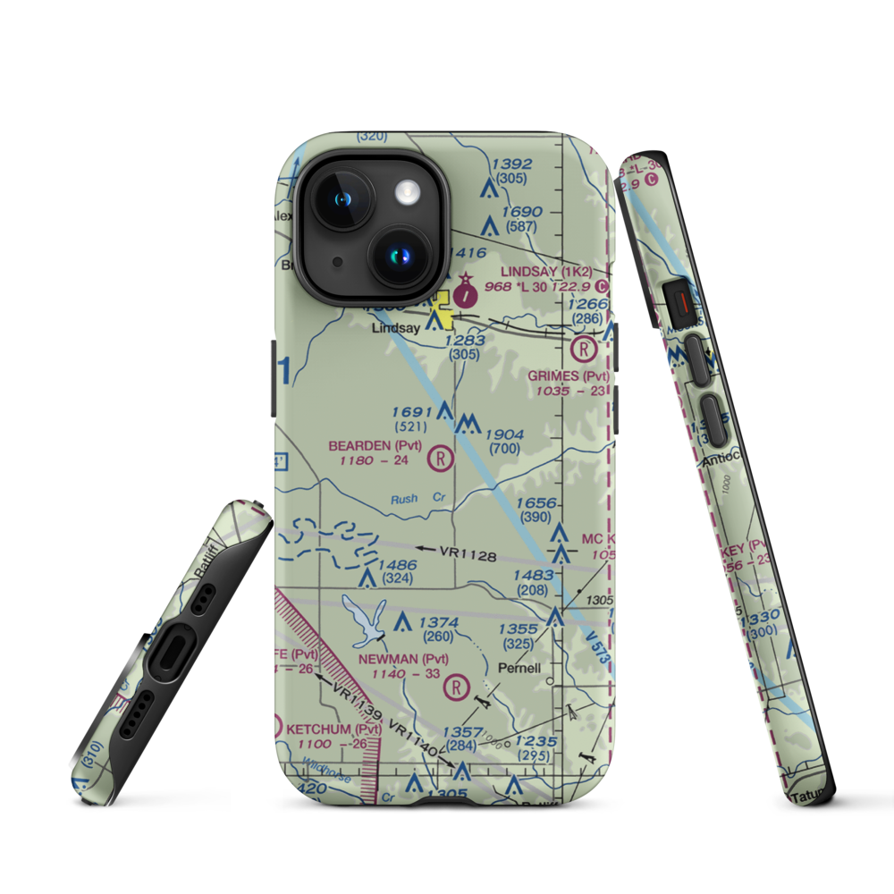 Bearden Private Airport (3OK5) VFR Sectional  Tough iPhone Case iPhone 15 model shown
