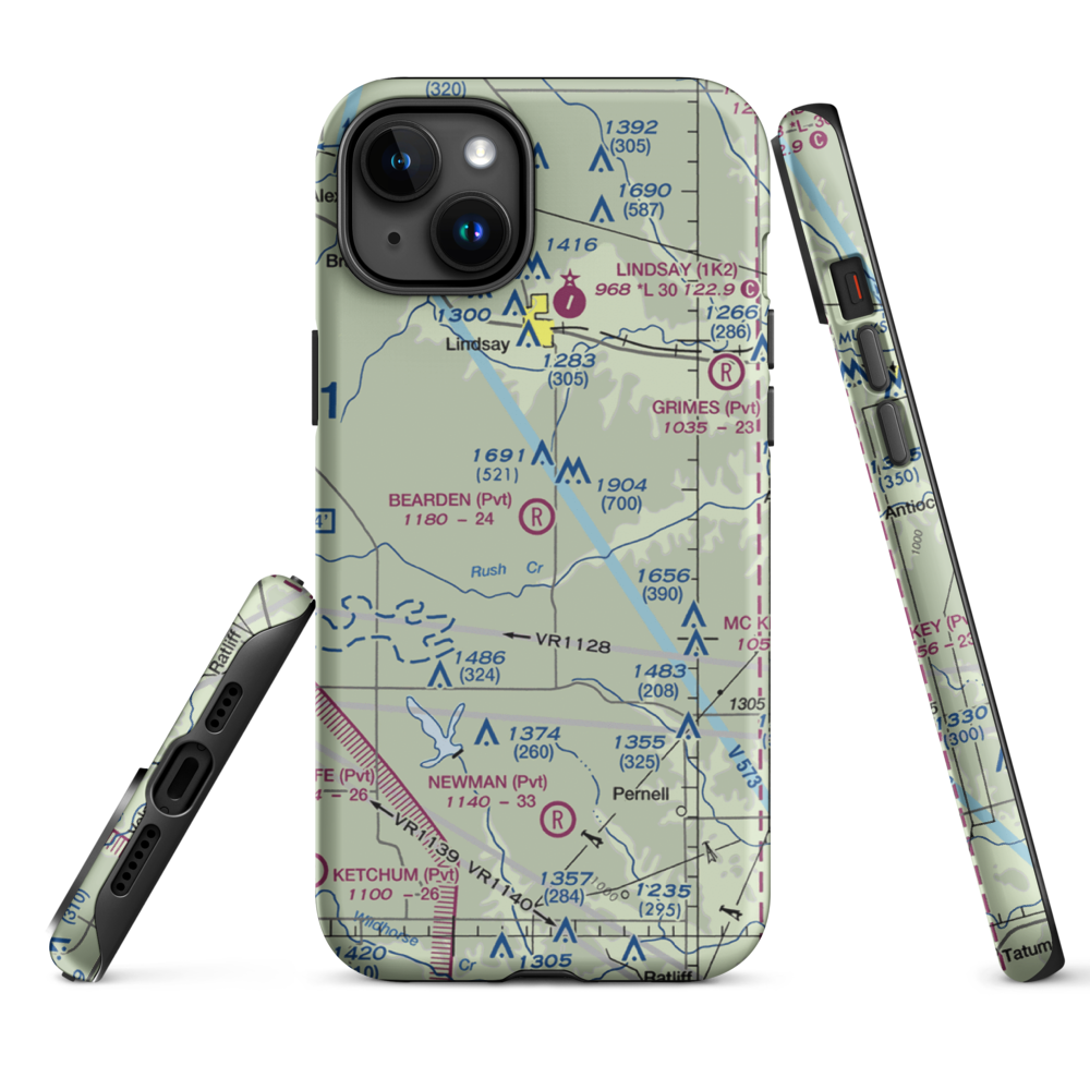 Bearden Private Airport (3OK5) VFR Sectional  Tough iPhone Case iPhone 15 Plus model shown