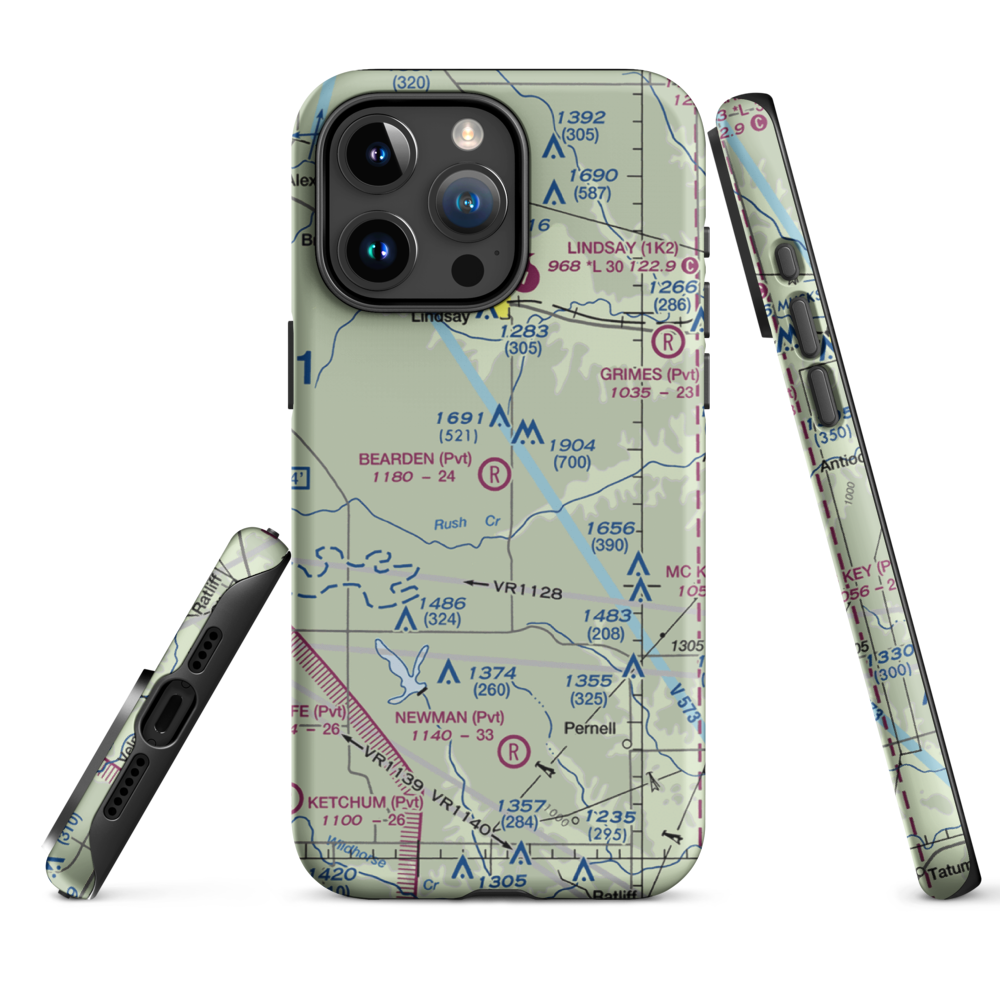 Bearden Private Airport (3OK5) VFR Sectional  Tough iPhone Case iPhone 15 Pro Max model shown