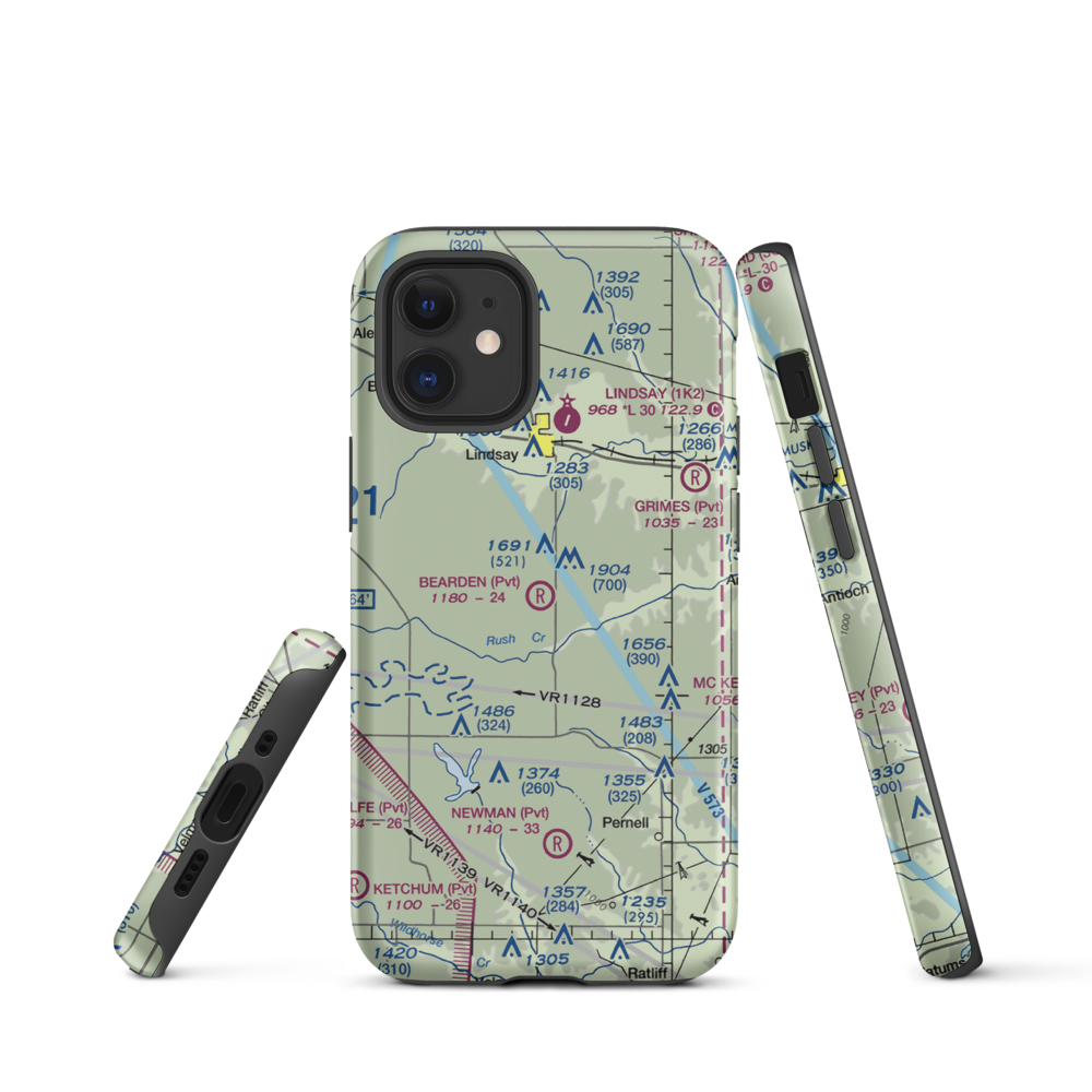 Bearden Private Airport (3OK5) VFR Sectional  Tough iPhone Case iPhone 12 mini model shown