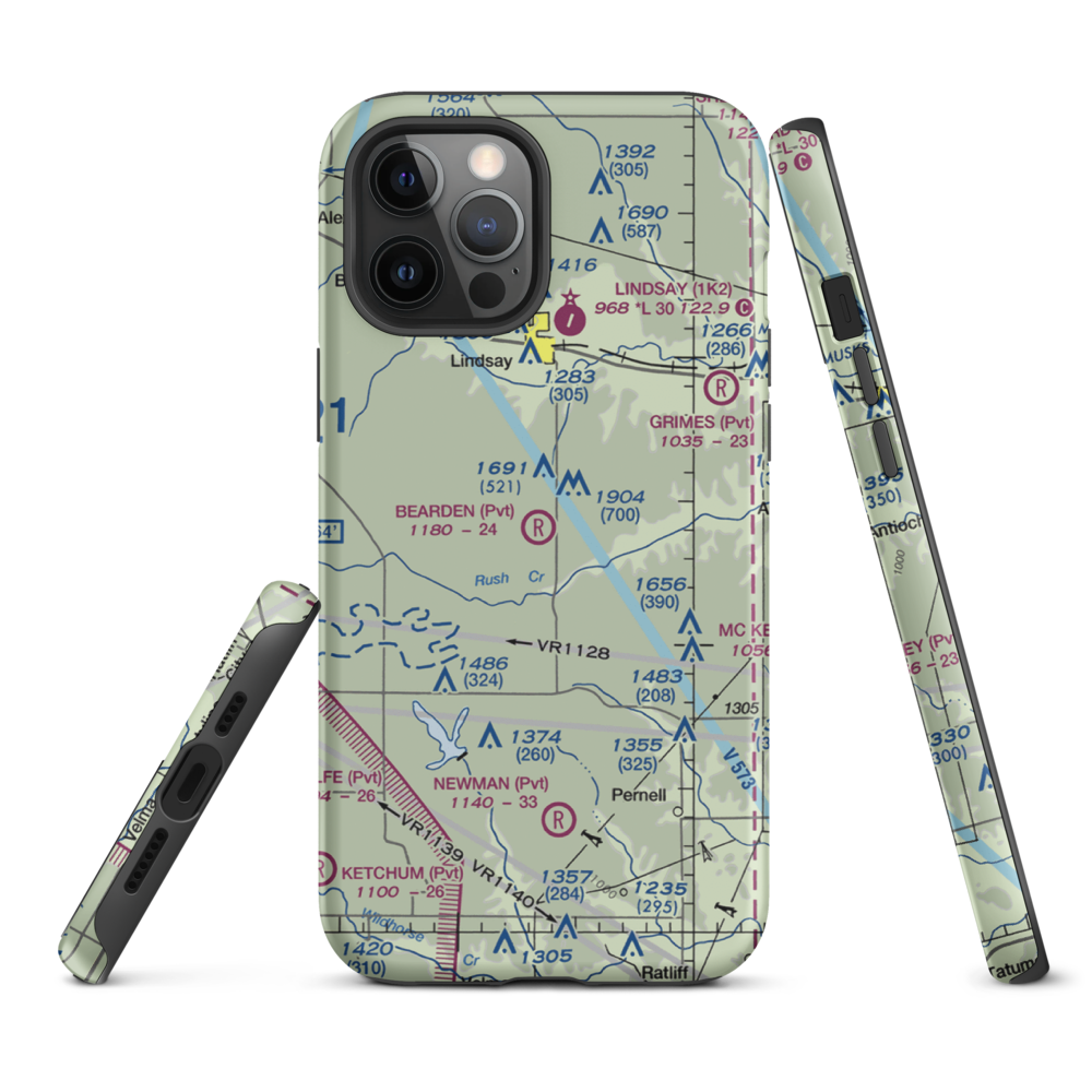 Bearden Private Airport (3OK5) VFR Sectional  Tough iPhone Case iPhone 12 Pro Max model shown