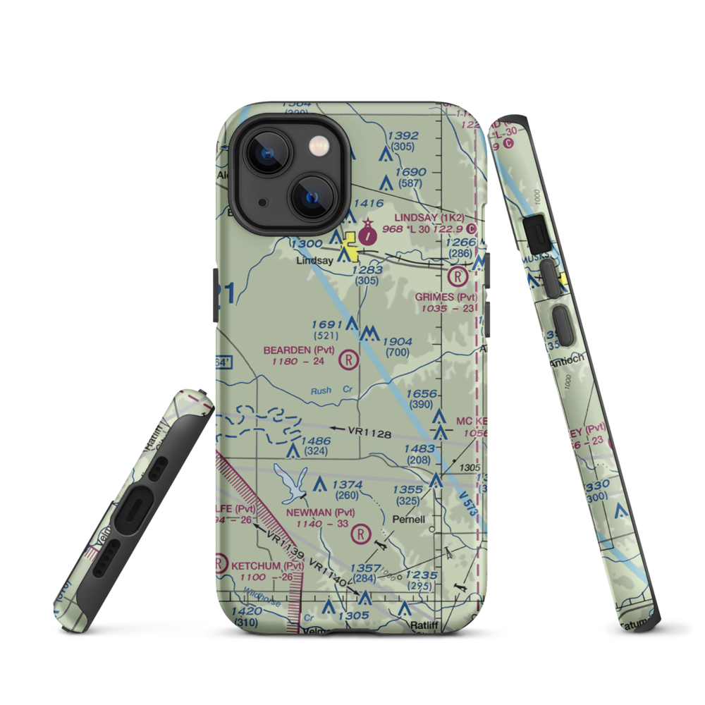 Bearden Private Airport (3OK5) VFR Sectional  Tough iPhone Case iPhone 13 model shown