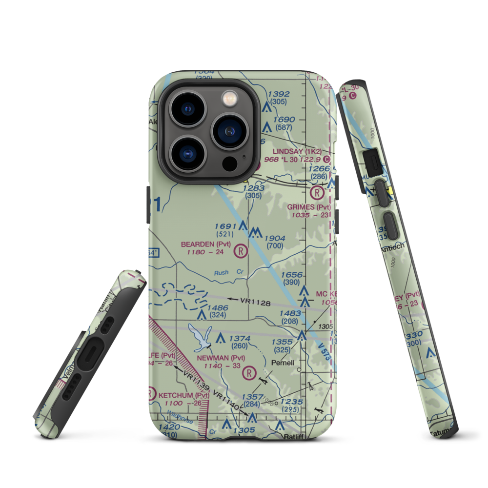 Bearden Private Airport (3OK5) VFR Sectional  Tough iPhone Case iPhone 13 Pro model shown