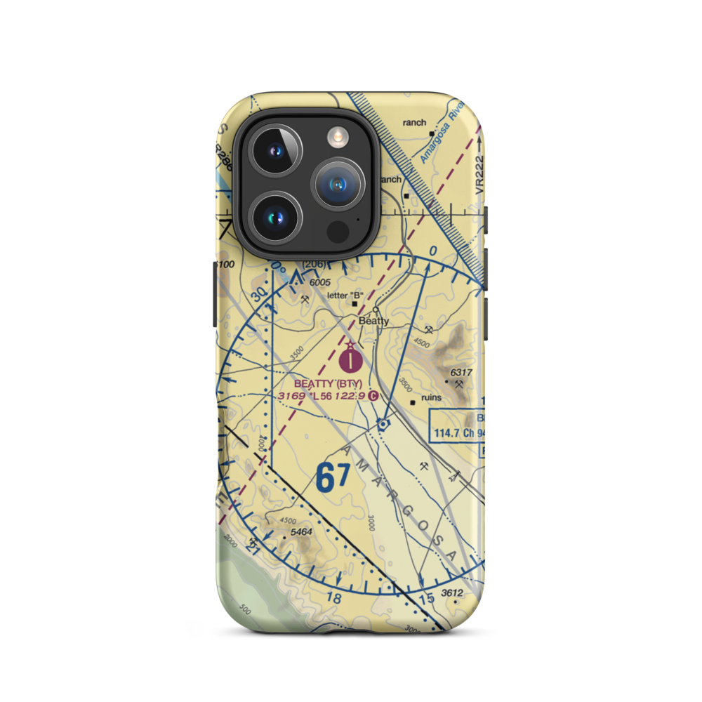 Beatty Airport (BTY) VFR Sectional  Tough iPhone Case iPhone 16 Pro model shown