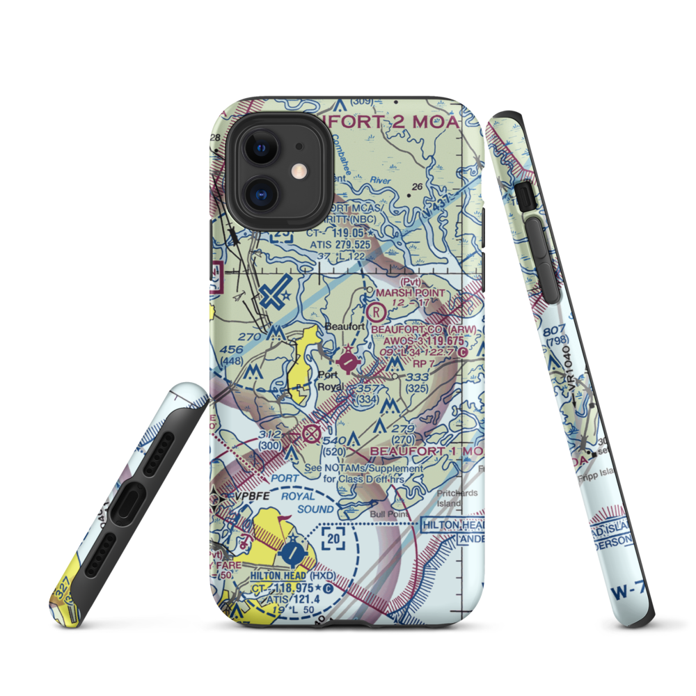 Beaufort County Airport (ARW) VFR Sectional  Tough iPhone Case iPhone 11 model shown