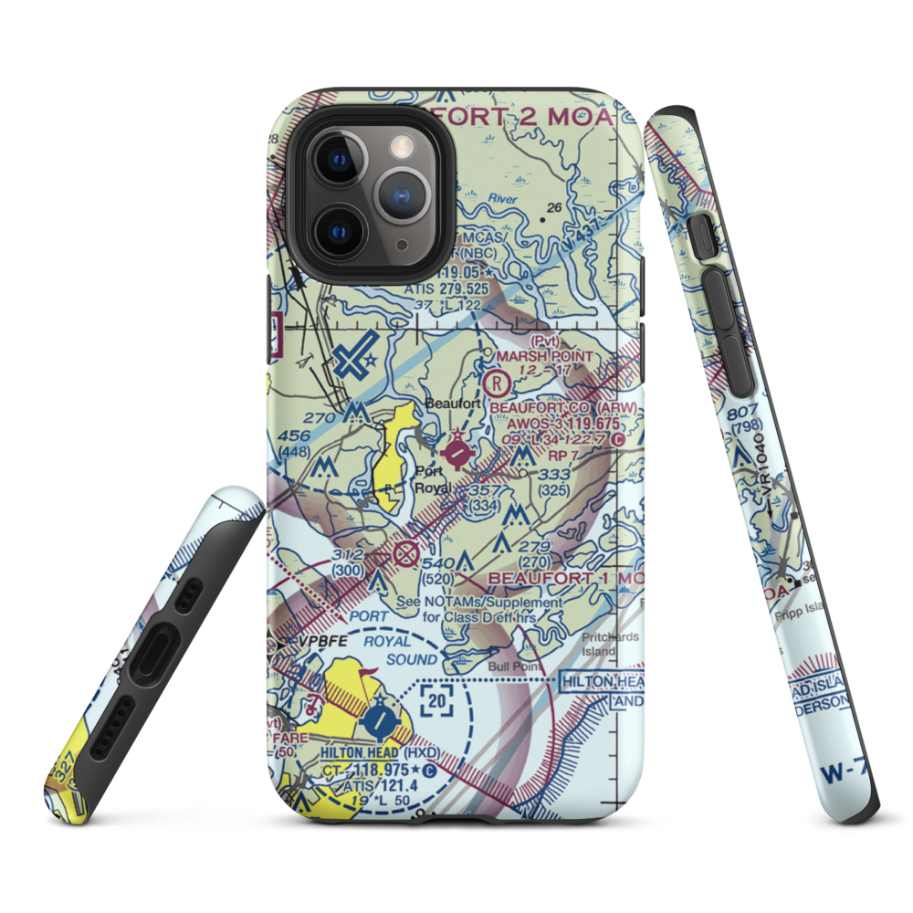 Beaufort County Airport (ARW) VFR Sectional  Tough iPhone Case iPhone 11 Pro model shown