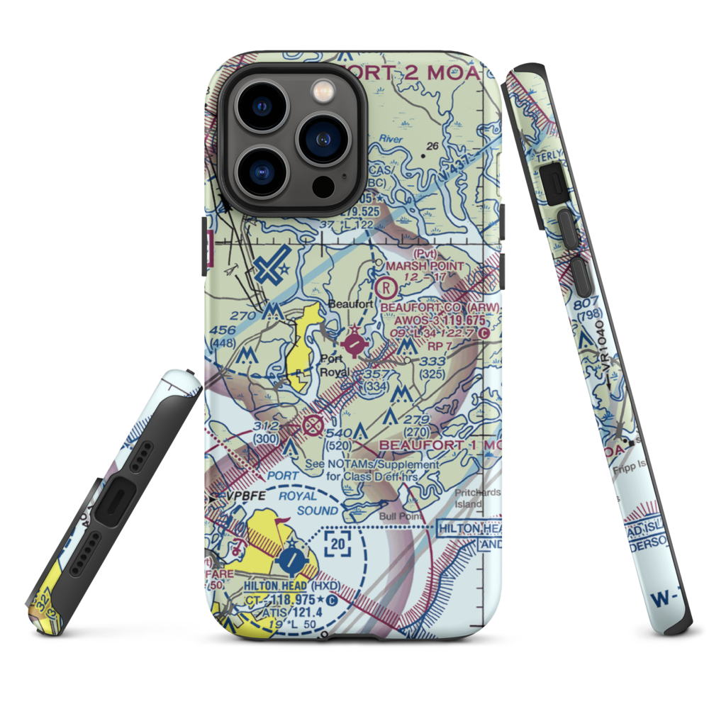 Beaufort County Airport (ARW) VFR Sectional  Tough iPhone Case iPhone 13 Pro Max model shown